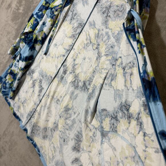 LOGO Lounge by Lori Goldstein L Tie Dye Full Zip Front Tunic Floral Hoodie Blue - Picture 9 of 10